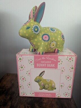 Hand-Painted Green Bunny Bank